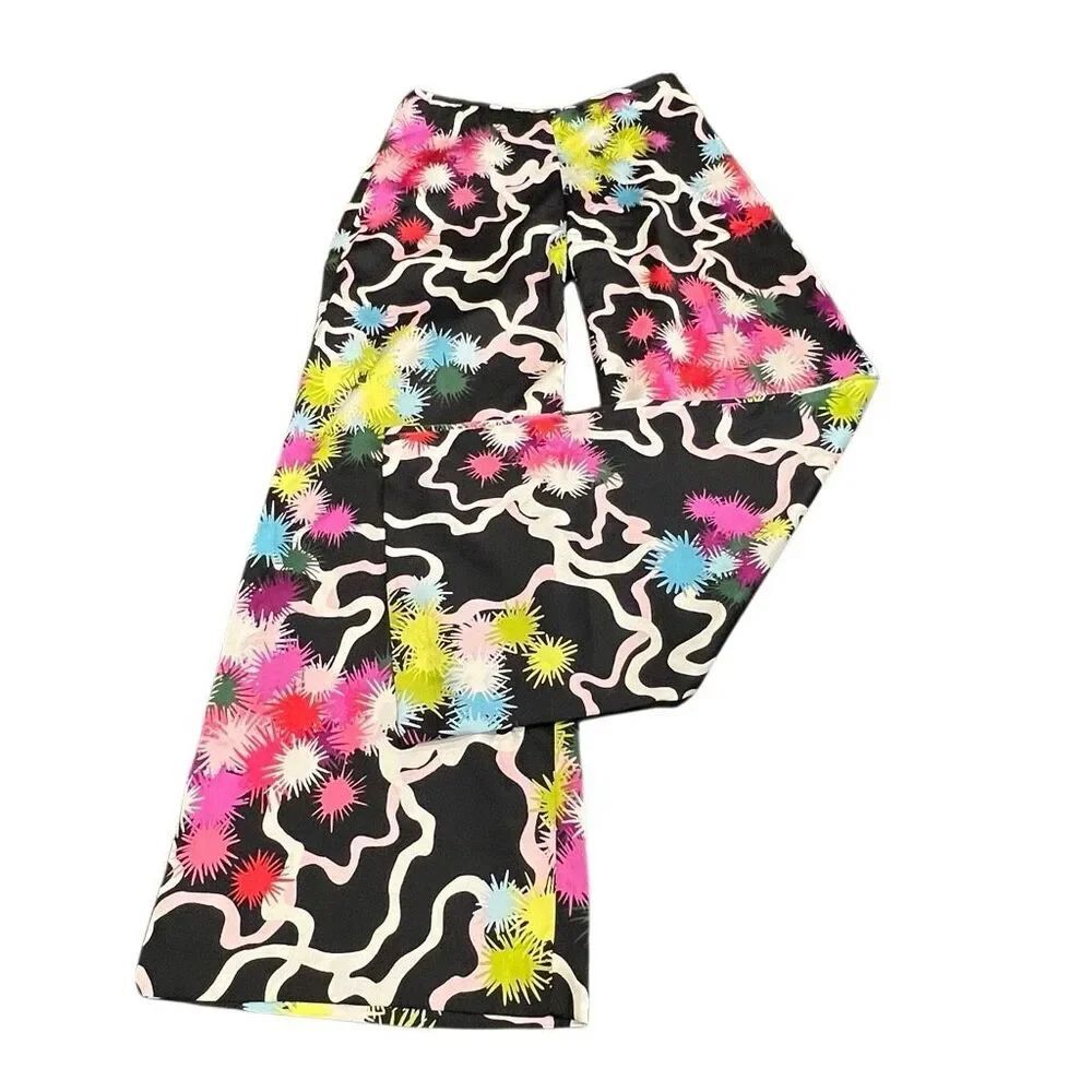 Trina Turk Women's Psychedelic Print Silk Blend Wide-Leg Pants Multicolor Size 2